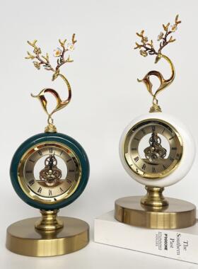 欧式轻奢钟表摆件电视柜客厅时钟桌面美式复古座钟时钟家居装饰