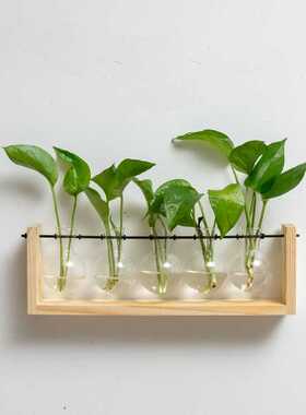 木架水培透明玻璃瓶创意室内桌面水培绿植插花容器家居装饰摆挂件