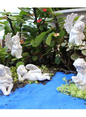 新款天使插件花园小女孩树脂花插摆件微景观园林雕像饰品