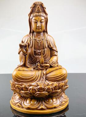 观音摆件树脂仿檀木大慈大悲观世音菩萨摆件中式家居客厅摆件