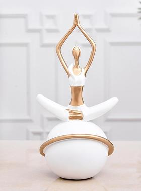 可爱少女瑜伽摆件创意桌面装饰小饰品个性瑜伽小摆件树脂工艺品