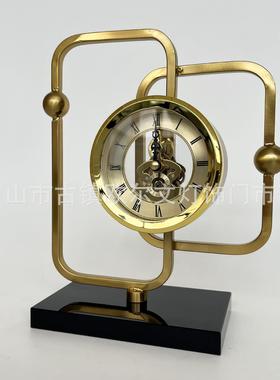 摆台式钟表座钟客厅玄关柜斗柜电视柜摆件欧式现代静音座钟摆件