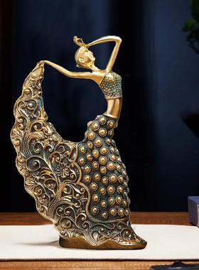 创意轻奢桌面舞女摆件家居样板间客厅软装装饰品树脂工艺品摆饰