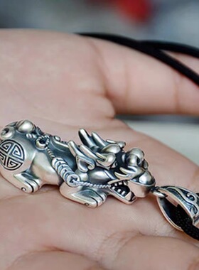 【招财转运吊坠】雕刻古法貔貅可旋转不掉色项链霸气护身男女吊坠