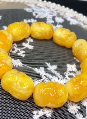 现货双面佛头手串黄色雕刻u男士女款手链鸡油黄配饰佛珠饰品可批