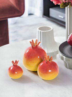 速发新摆式红色陶瓷石榴禅件客厅茶几中意茶室酒柜书架玄关家居装