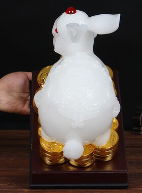 速发玉兔摆件兔财十二生肖小白招子礼品 工家品客厅艺居饰品 生日