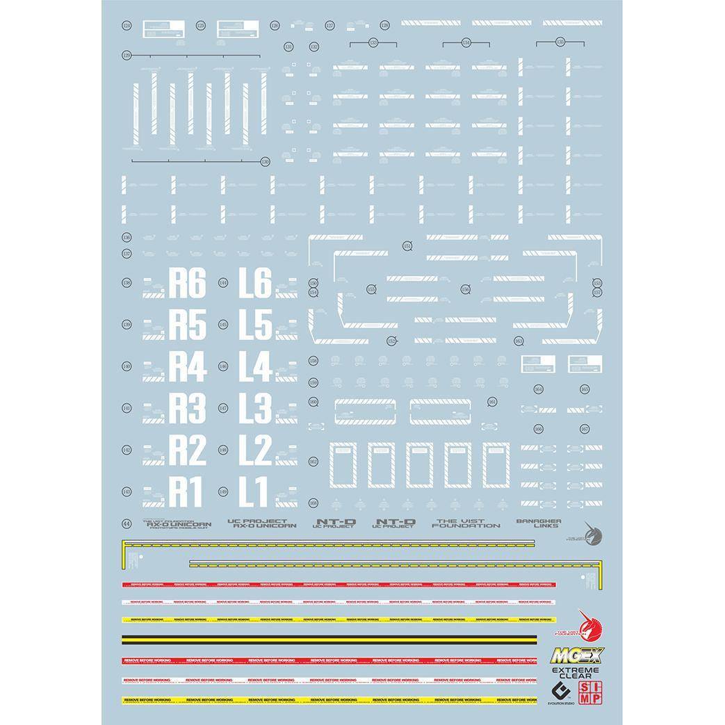 【EVO】MGEX Unicorn RX-0 独角兽高达/三盾觉醒(卡版).荧光水贴