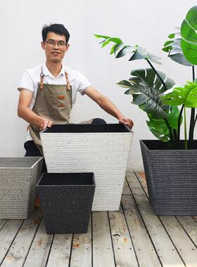 特大号正方形塑料花盆室内阳台盆栽树脂龟背竹散尾葵专用透气耐用