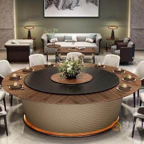 酒店电动大圆桌2米3米餐桌饭店餐厅包厢会所新中式实木转盘15人20,淘宝优惠券,粉丝福利购,淘宝优惠卷