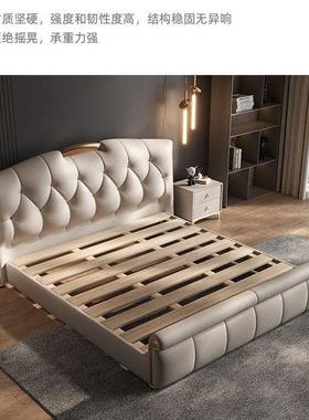 轻奢新款豪华双人床意式双人主卧大床现代简约储物婚床木