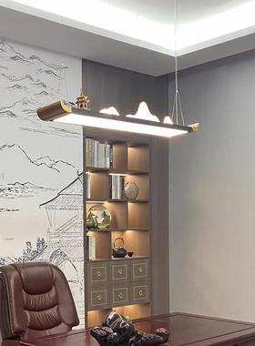 设计师山水餐厅吊灯长条灯前台吧台餐桌饭厅新中式样板间书房吊灯