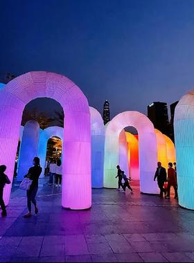 LED充气发光七彩变色流光U型拱门彩虹门网红户外装饰美陈布置气模