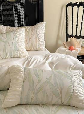 公主风褶皱60支兰精天丝床上四件套田园少女心凉感床单被套床品