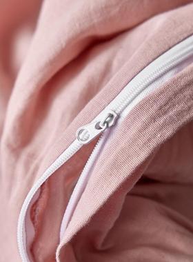 母婴A类全棉双层皱皱纱被套单件简约纯棉被罩180x200纯色单人被单