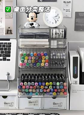 fc桌面收纳盒抽屉式书桌文具置物架亚克力透明办公室杂物柜整理
