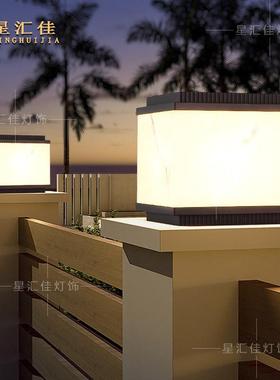 柱子太阳能灯户外防水新中式别墅大门口围墙院子接电款庭院柱头灯