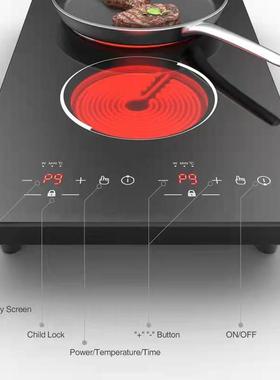 220110V嵌入式双头电陶炉竖式整版双头光波炉多米洛电磁炉
