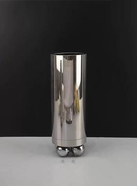 现代器银约色圆筒玻璃花简摆件卧室玄关电视柜茶几样板房家居饰品