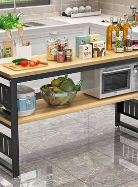 厨房置物架落地多层多功能切菜桌微波炉收纳架子储物架长方形桌子