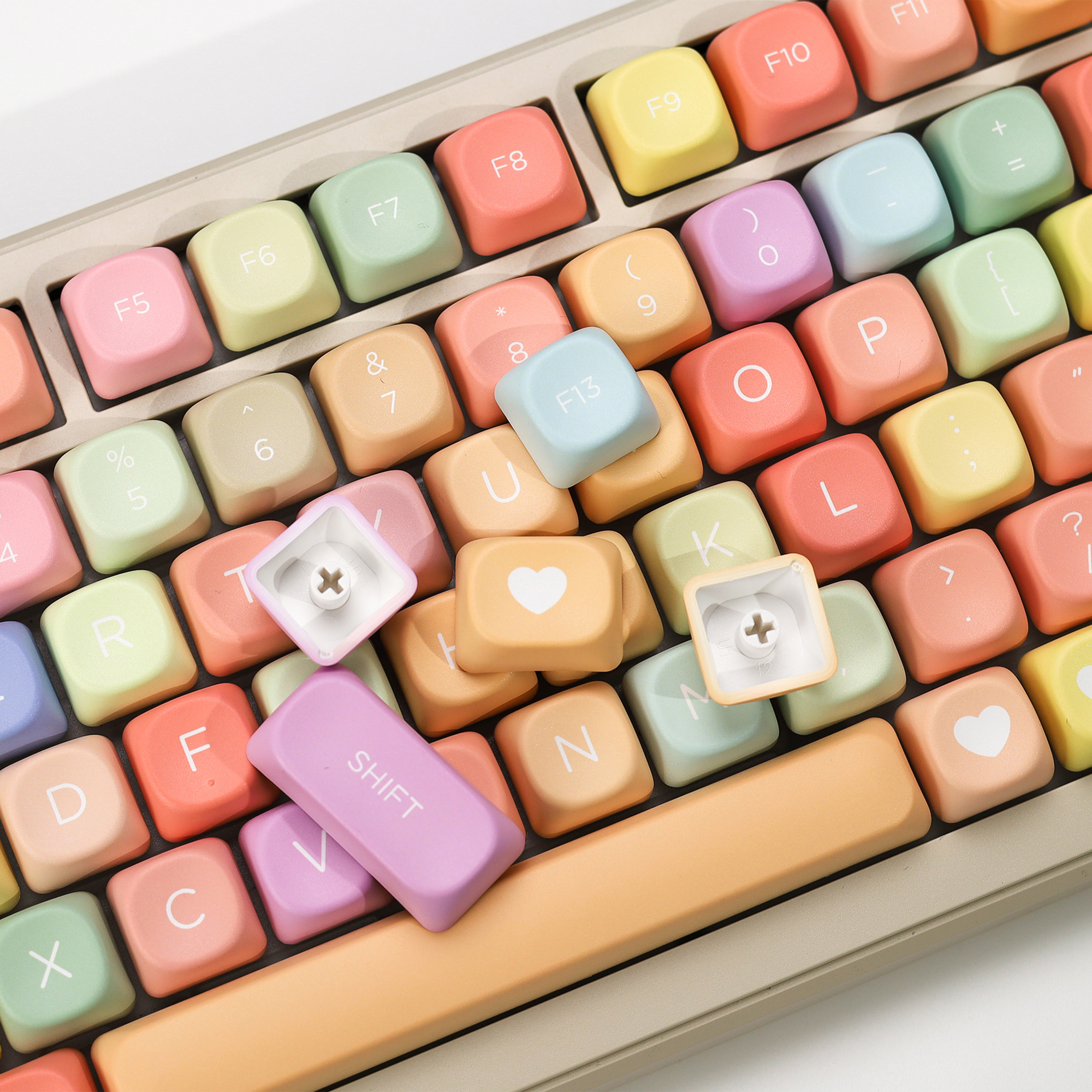 键喵彩虹糖果主题KOA高度热升华键帽客制化机械键盘键帽大全套 - 图1