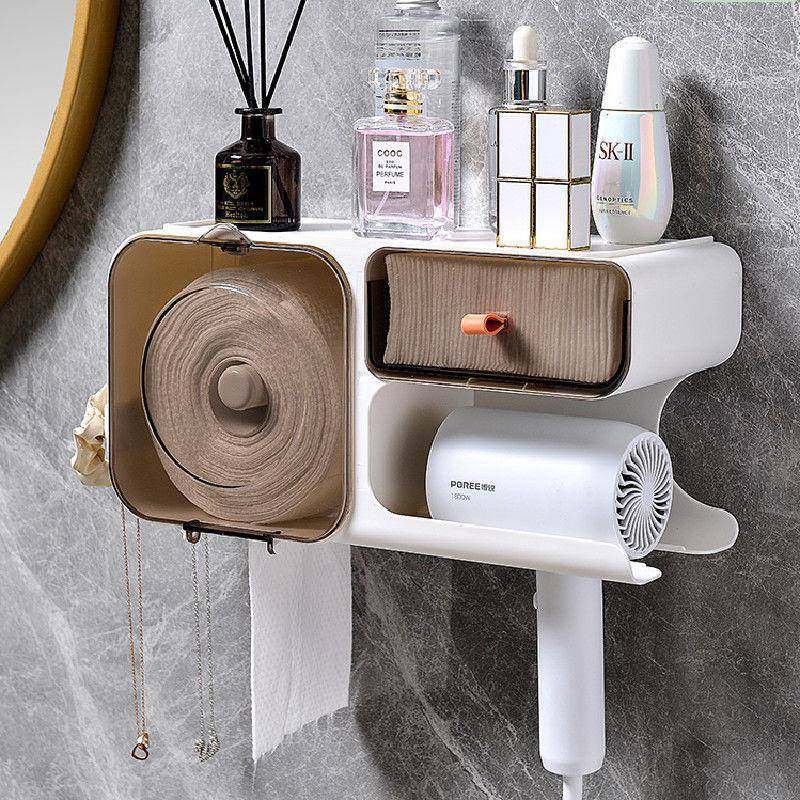 G1F洗脸513巾纳盒壁挂式免打尘防化妆棉置物架孔卫生间收壁挂吹风,淘宝优惠券,粉丝福利购,淘宝优惠卷