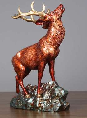 彩铜呦呦鹿鸣家居装饰品办公室客厅摆设铜鹿工艺礼品摆件