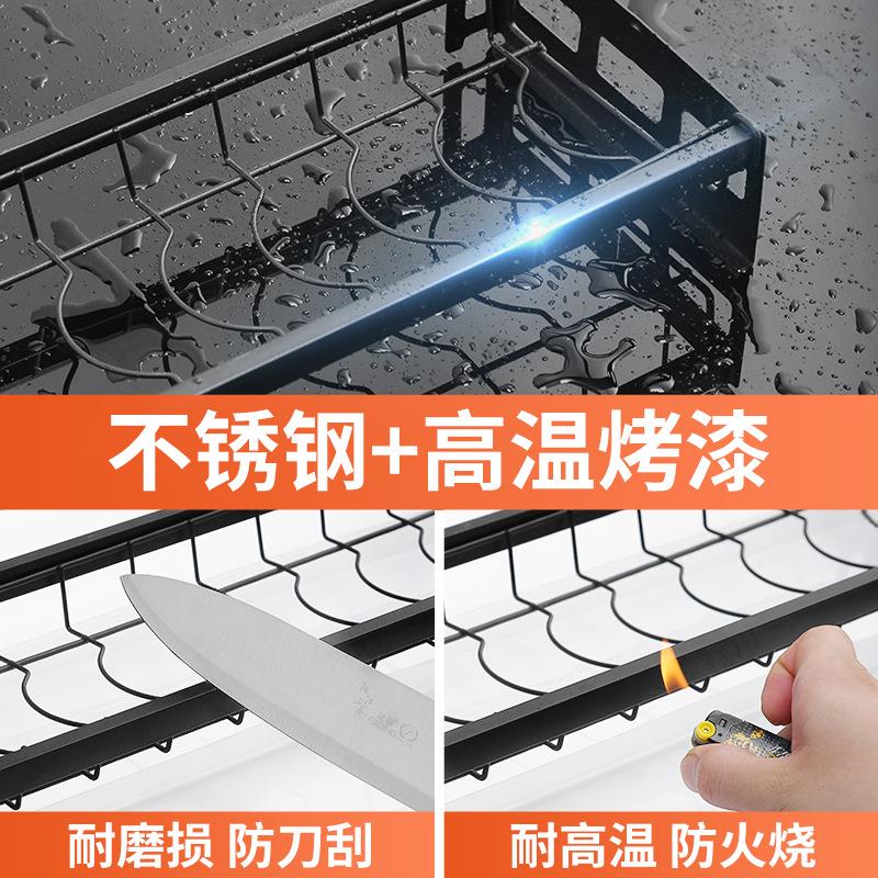 家用免打孔碗盘收纳架不锈钢沥水厨房碗碟架碗筷晾放壁挂式置物架 - 图2