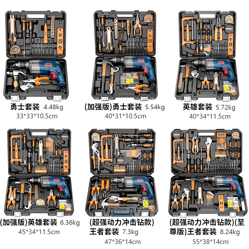 。。科麦斯家用电钻电动手工具套装五金电工专用维修多功能工具箱 - 图0