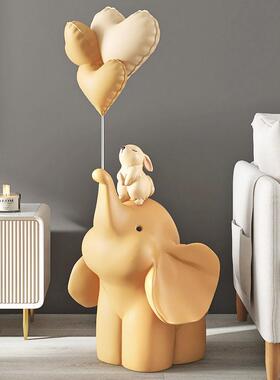 创意大象落地摆件结婚礼物招财客厅玄关家居玻璃钢装饰品乔迁新居
