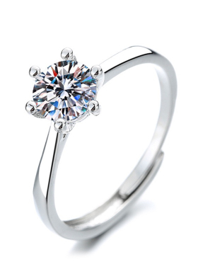 吴山居官方正品简单扭臂碎钻克拉钻戒镂空品味淑女尊享莫桑石戒指