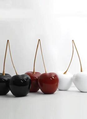 现代轻奢大樱桃摆件客厅沙发电视柜旁样板房间酒店售楼处软装饰品