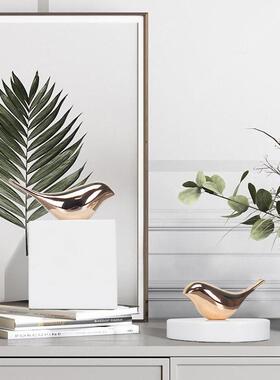 新中式大理石金属摆件创意家居客厅茶几办公室电视柜桌面软装饰品