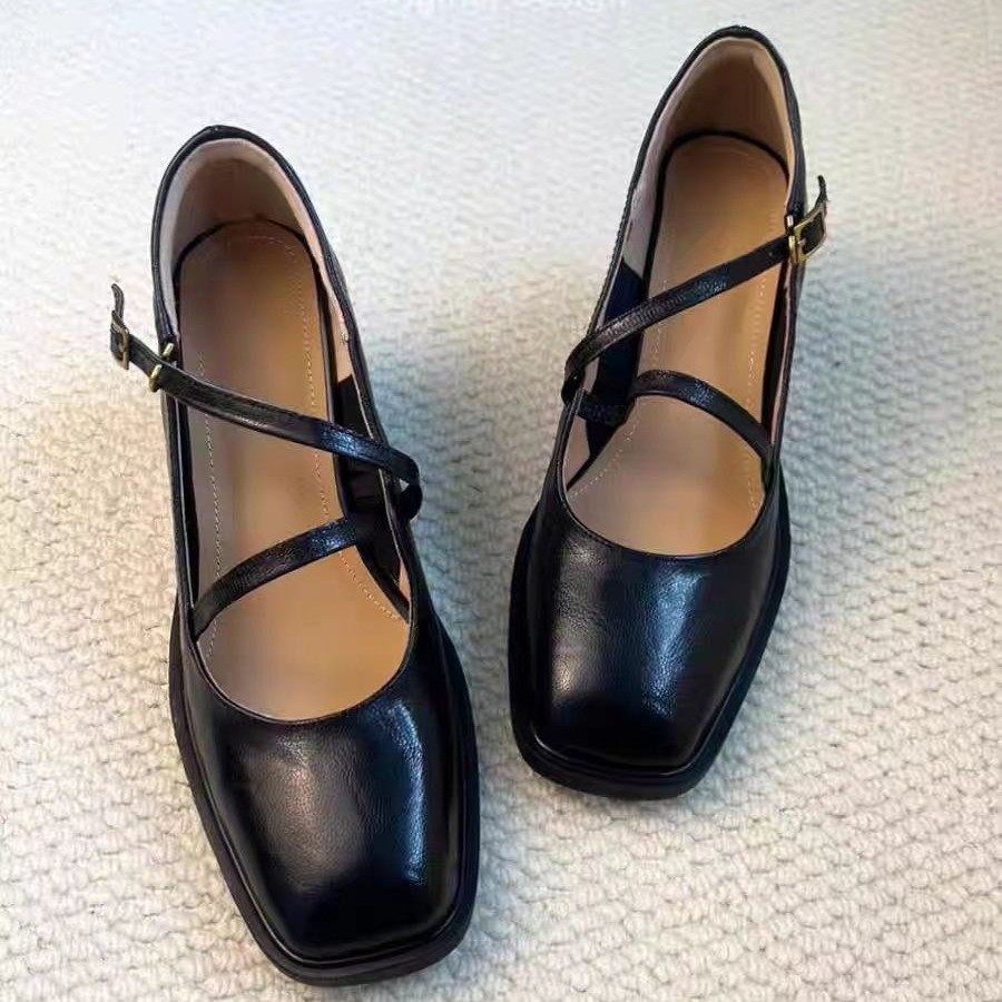 羊皮版法式单鞋粗跟绝美复古玛丽珍女鞋高跟鞋女气质高级不累脚,淘宝优惠券,粉丝福利购,淘宝优惠卷