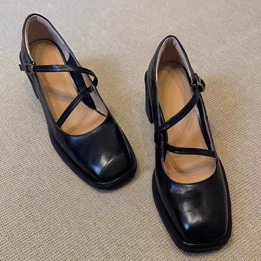 羊皮版法式单鞋粗跟绝美复古玛丽珍女鞋高跟鞋女气质高级不累脚,淘宝优惠券,粉丝福利购,淘宝优惠卷