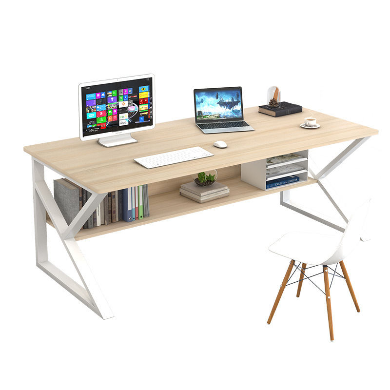 电脑台式桌全套桌椅一体二层架子家用卧室职员办公桌书桌置物架小 - 图3