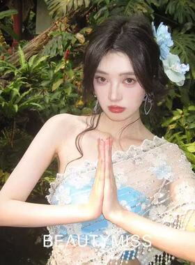 小清新仿真花朵发夹度假风侧边夹超仙拍照头花2025新款发饰头饰女