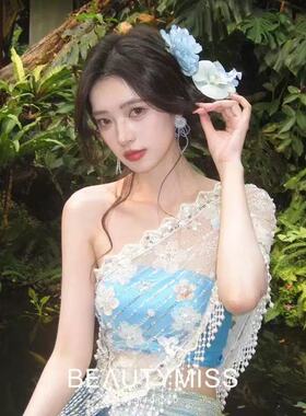 小清新仿真花朵发夹度假风侧边夹超仙拍照头花2025新款发饰头饰女