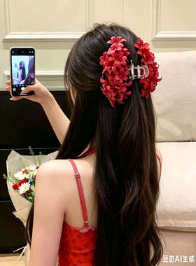 梦幻美神超甜白色花朵抓夹女后脑勺高雅头花鲨鱼夹高品质塑料发卡