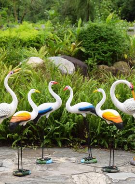 户外池塘水池假山庭院仿真雕塑小白鹭丹顶鹤仙鹤园林景观装饰摆件