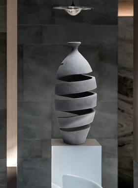 现代创意抽象木雕摆件售楼处样板间玄关雕塑艺术品酒店会所装饰品