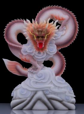 汉白玉十二生肖龙摆件家居饰品大号盘龙开业乔迁礼品金龙青龙摆设