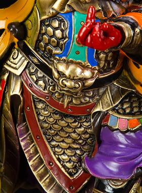 中式鎏金16寸王灵官铜像 道加都天大灵官家用客厅摆件