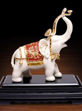 陶瓷大象摆件漆线雕工艺品办公室客厅家居装饰送客户商务礼品定制