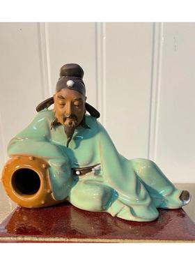 石湾公仔陶瓷李白醉酒手工家居装饰摆件酒馆文人诗人李白杜甫盆景