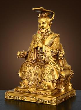 纯黄铜龙王爷神像摆件坐龙椅持令牌铜像四海龙王祠堂家用供奉五爷