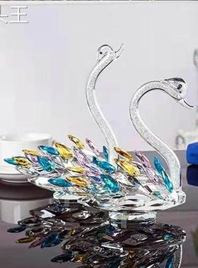 厂家直销新款水晶天鹅摆件新婚礼品实用家居客厅电视柜酒柜装饰品
