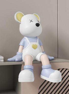 创意可爱公仔轻奢暴力熊坐姿摆件客厅电视柜大型落地装饰品爱心熊