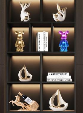 一帆风顺帆船酒柜摆件套装轻奢风高档家居客厅电视柜办公室装饰品