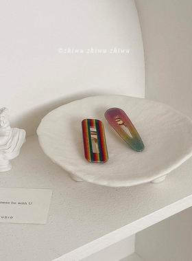 枝悟 不规则圆形陶瓷收纳盘 ins桌面香薰首饰展示盘 玄关置物摆件